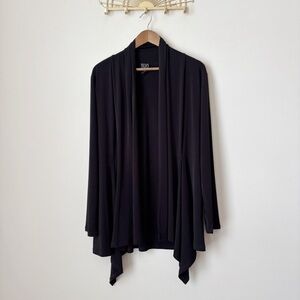 Clara Sunwoo Drape Tunic Cardigan Sweater XL Black Asymmetrical